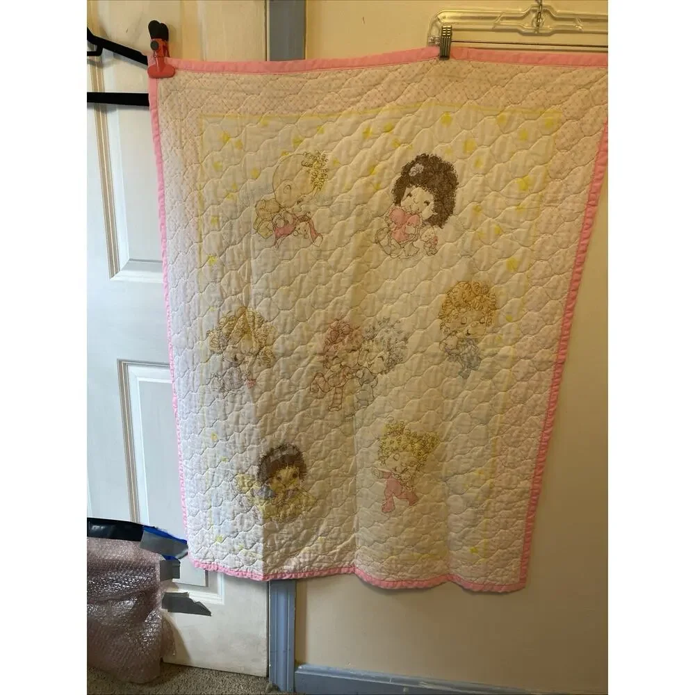 Vintage 1980s Hugga Bunch Crib Baby Nursery Blanket Soft Cotton Novelty Quilted
